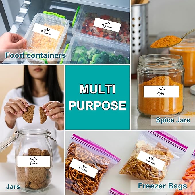 CATIFLIN 600 Blank Removable Freezer Label Stickers, 1?쓝3??Waterproof Adhesive Paper Tags with Perforation, Easy to Write & Peel for Food Jars, Bottles, Containers, Refrigerator, Storage