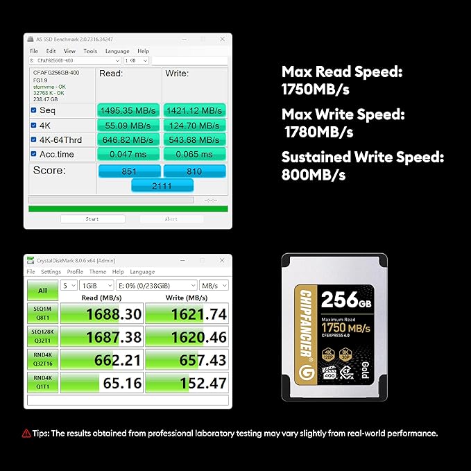 256GB CFexpress 4.0 Type A Card Up to 1750MB/s Read Speed & 1750MB/s Write Speed Type A Memory Card for RAW 4K/8K Video Recording Compatible with Sony Alpha Sony FX Cameras Gold