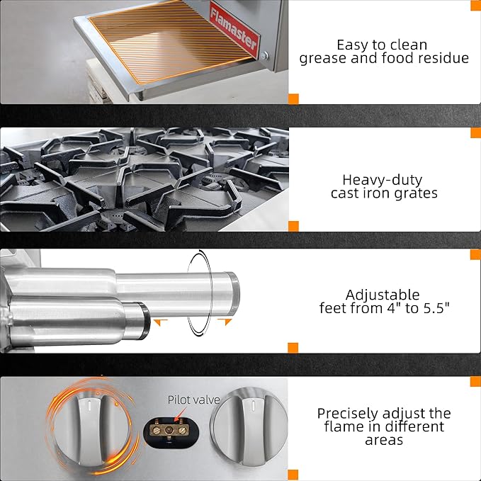 2 Burner Commercial Hot Plate, 12" Countertop Gas Stove Stainless Steel Natural Gas Range with Propane Conversion Kit Cooking Equipment for Restaurant Kitchen-50000 BTU