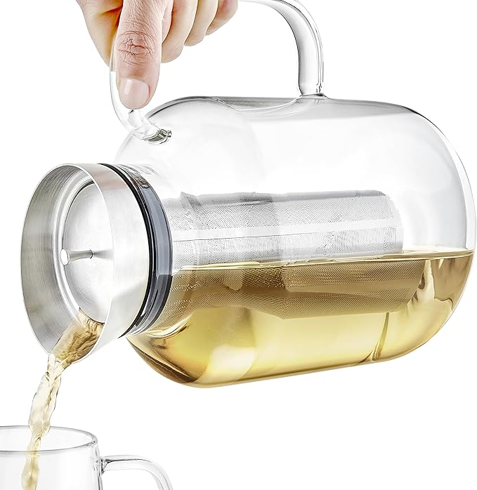 Teabloom 100% Plastic-Free Extra-Large Multi-Brew Borosilicate Glass Teapot + Kettle + Pitcher ??Steep and Serve Hot Tea, Iced Tea, Cold Brew Tea and Fruit Infused Water ??Legacy Tea Maker