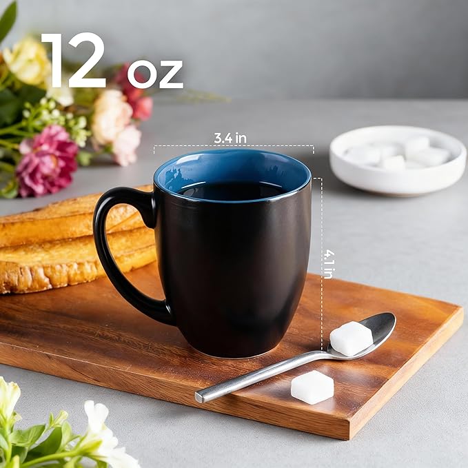GBhome 12oz Coffee Mugs Set of 6,Ceramic Coffee Mugs for Man, Woman,Restaurant Modern Coffee Mugs Set with handle for Tea/Latte/Cappuccino/Milk/Cocoa. Dishwasher&Microwave Safe,Multi-Color,6 Pack