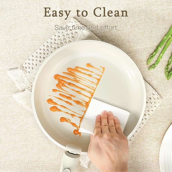 GiPP Ceramic Pots and Pans Set Non Stick, Nonstick Detachable Handle Cookware Sets, Healthy Non Toxic PFAS PFOA & PTFE Free, Dishwasher 竊냀ven Safe, Induction Kitchen Pot and Pan, 8 Piece Cream