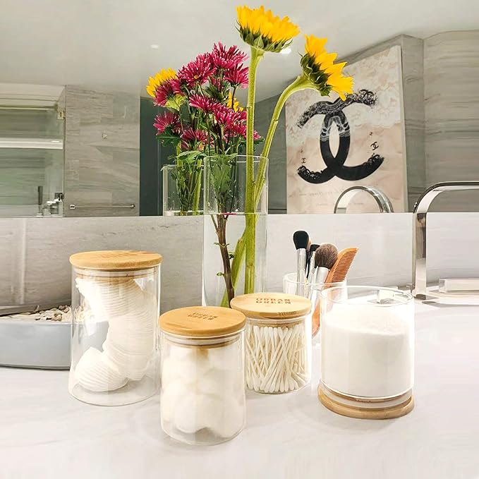 Urban Green Glass Jars with Airtight Lids, Airtight Glass Canisters with Locking Lids, (Bamboo-20oz)