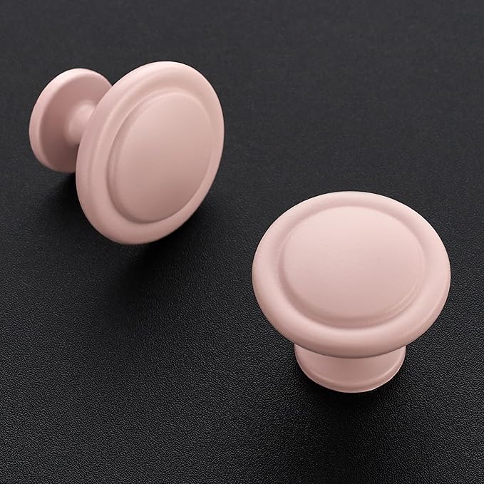 Ravinte 10 Pack 1-1/4 Inch Kitchen Cabinet Knobs Pink Frosted Zinc Pulls Door Handles for Dresser Drawers