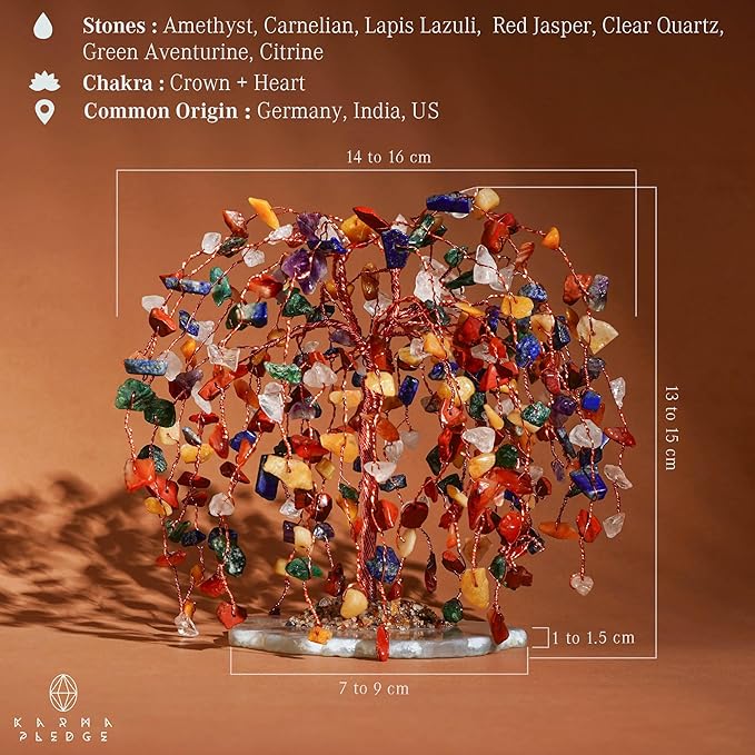7 Chakra Healing Crystal Tree of Life, Home and Office Desk D챕cor, Feng Shui Money Bonsai Trees for Postive Energy, Wealth, Good Luck, Protection, Reiki Healing Crystals and Stones, Spiritual Gifts