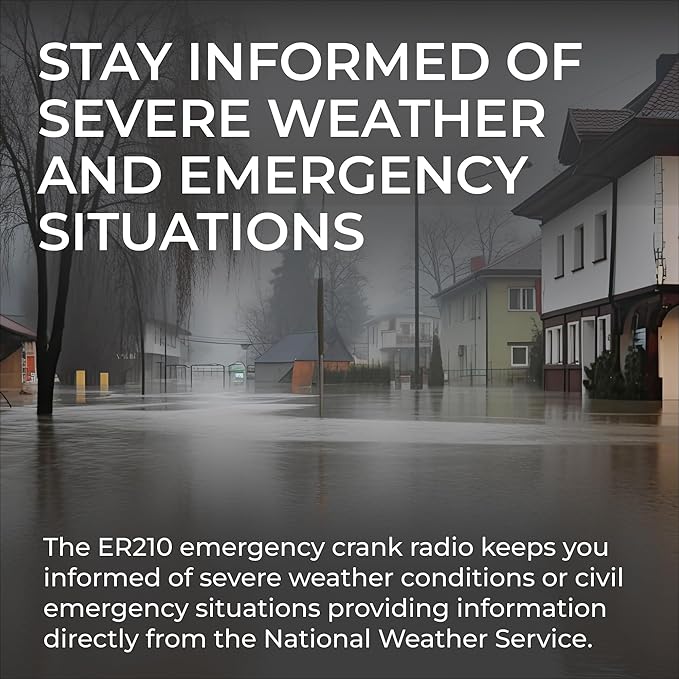 Midland ER210 NOAA Emergency Weather Radio - Compact, Crank, Weather Alerts, AM/FM Radio, Multiple Power Sources, SOS Emergency Flashlight