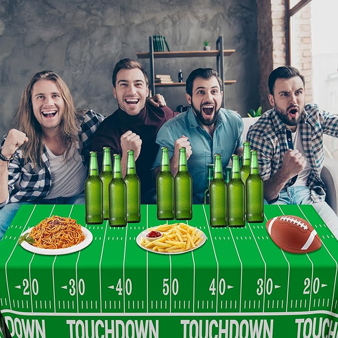 QZYL Football Party Decorations - 2PCS Touchdown Tablecloths, Disposable Tablecloths, Plastic Table Cover, Touchdown Theme Table Runner for Game Day, Birthday Party Supplies
