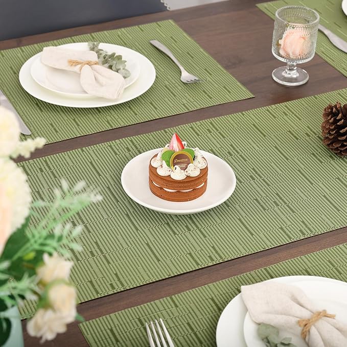 Myir JUN Table Runner, Vinyl Table Runner Indoor 72 Inch Long Arbitrarily Cropped Runner for Table Heatproof for Home Party (Green, 12 x 72 inch)