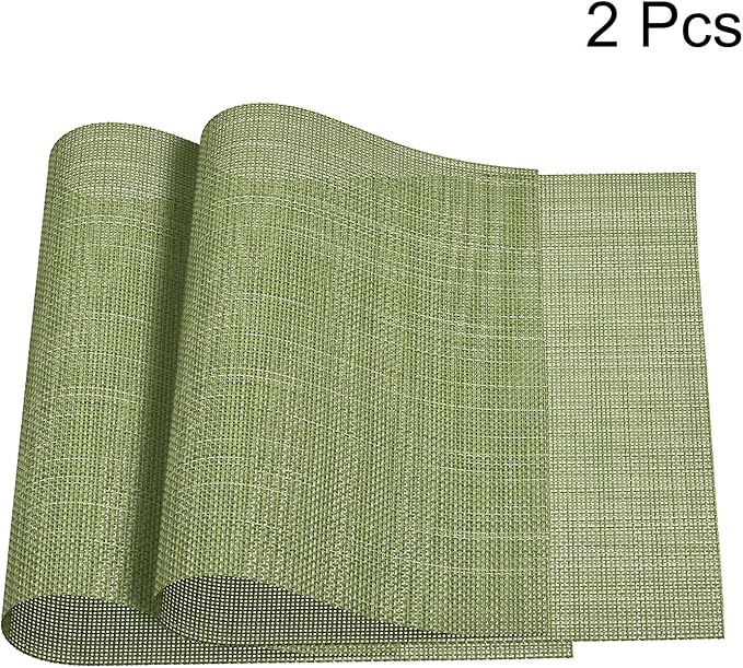uxcell Place Mats 450x300mm Table Mats Set of 2 PVC Washable Woven Placemat Grass Green