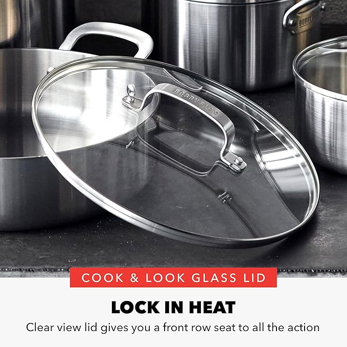 GreenPan x Bobby Flay 10 Piece Stainless Steel Cookware Set, Tri-Ply Multiclad Pots & Pans, Professional Grade, Oven & Broiler Safe to 600째F, Dishwasher Safe, Durable, Induction Compatible, Silver