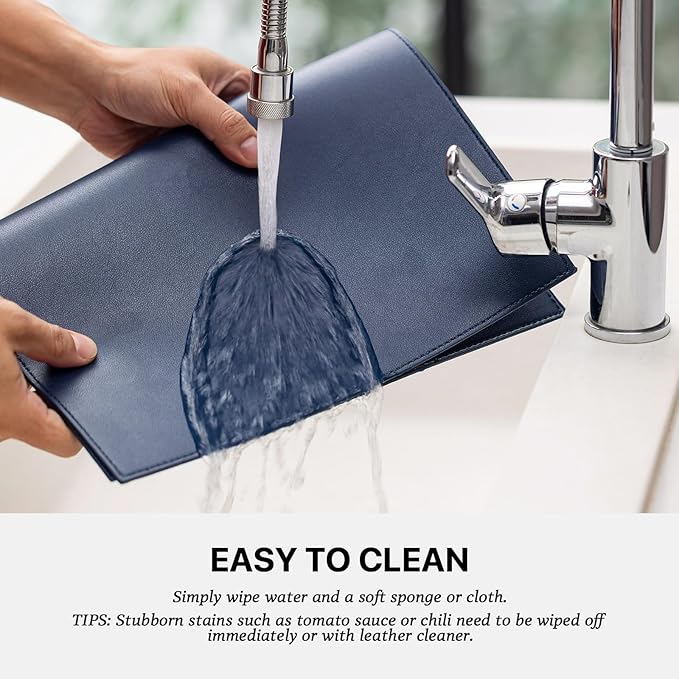 Baroyal Faux Leather Placemats Set of 8 Vinyl Washable Wipeable Table Mats for Kitchen Dining Table Heat Resistant Waterproof Modern Indoor/Outdoor Placemats Non-Slip Easy Clean Place Mats (Navy Blue)