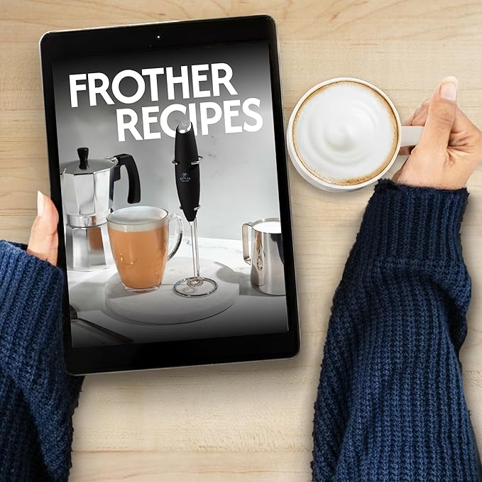 Zulay Kitchen Patented Tornado Triple Whisk Milk Frother with 4 Duracell Batteries ??Handheld Foam Maker for Coffee, Lattes, Matcha & Hot Chocolate ??Rich, Creamy Froth in Seconds