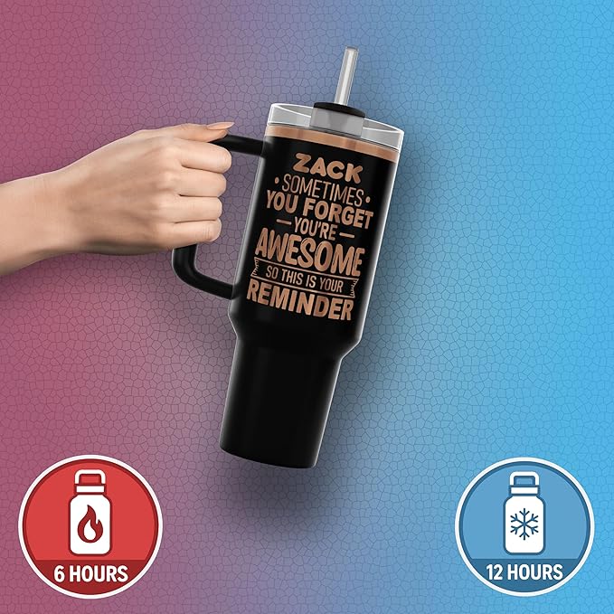 Personalized Inspirational Tumbler, Inspirational Gifts for Men Dad Father Wife Sister Women, Custom Birthday For Him Her, Customized You?셱e Awesome Tumbler, Teacher Coworker Gifts 40oz Black Copper