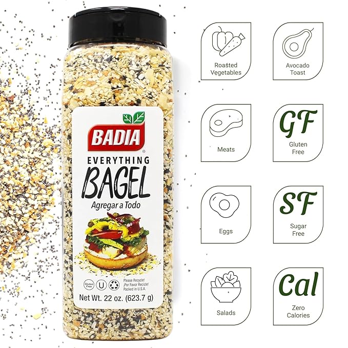 Badia Everything Bagel Seasoning Blend, 22 oz - Sesame Seed, Poppy Seed, Garlic, Onion and Salt