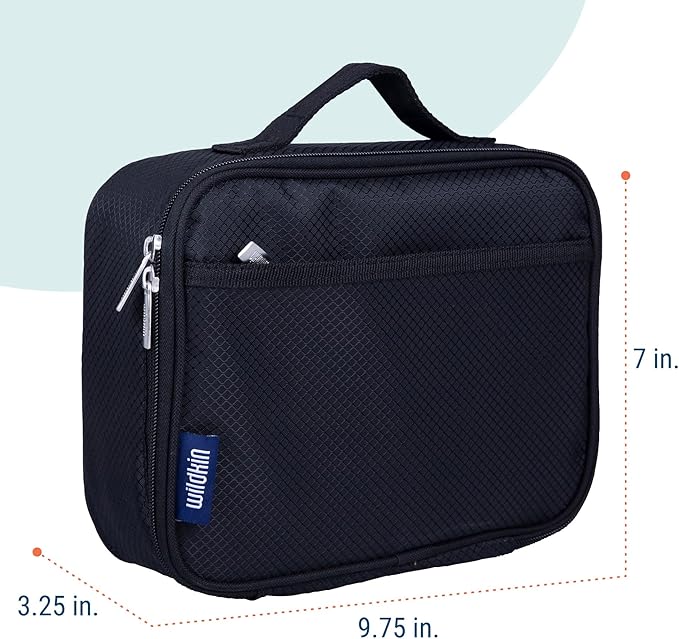Wildkin Kids Insulated Lunch Box ??Durable and Reusable for School & Travel - Rip-Stop Black