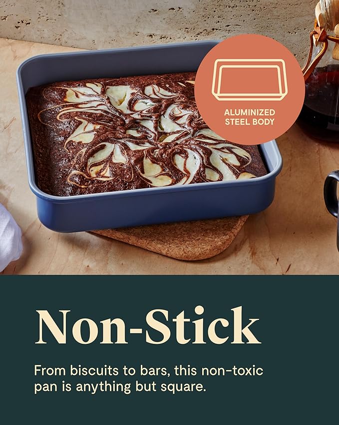 Caraway Non-Stick Ceramic 9??Square Pan - Naturally Slick Ceramic Coating - Non-Toxic, PTFE & PFOA Free - Perfect for Brownies, Lemon Bars, Cakes, & More - Perracotta