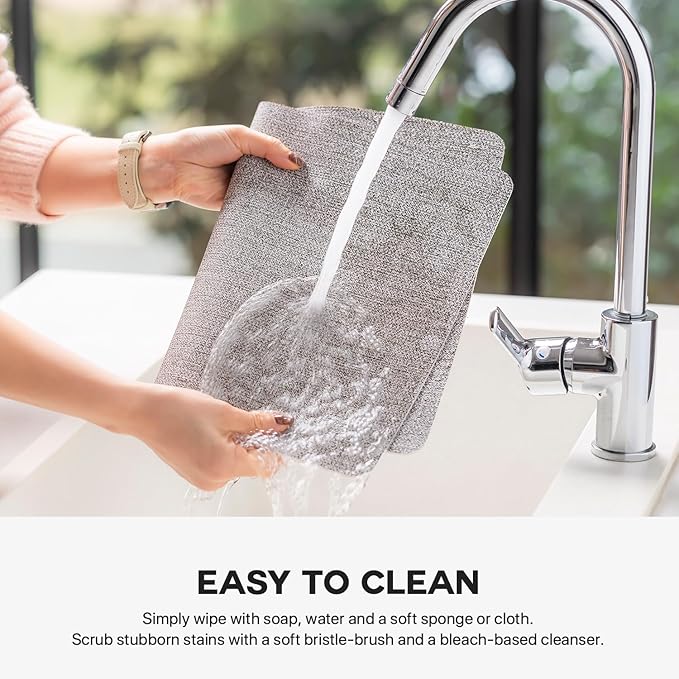 Baroyal Faux Leather Placemats Set of 4 Vinyl Washable Wipeable Table Mats for Kitchen Dining Table Heat Resistant Waterproof Modern Indoor/Outdoor Placemats Non-Slip Easy Clean Place Mats (Mid Gray)