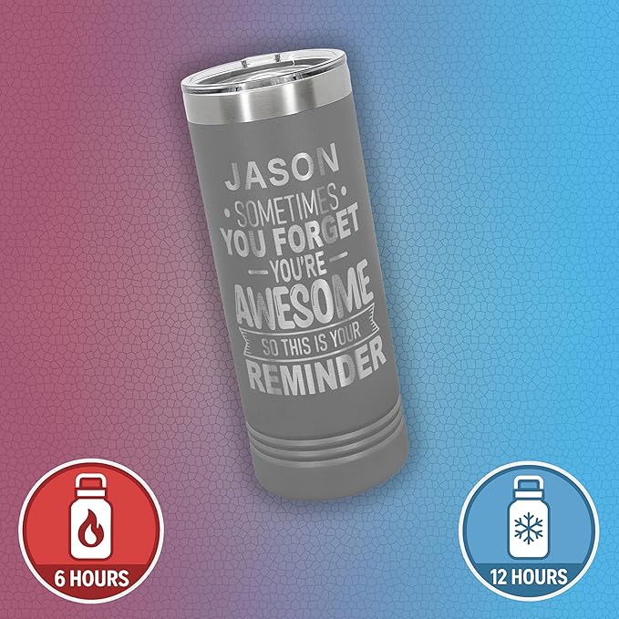 Personalized Inspirational Tumbler, Inspirational Gifts for Men Dad Father Wife Sister Women, Custom Birthday For Him Her, Customized You?셱e Awesome Tumbler, Teacher Coworker Gifts 22oz Gray