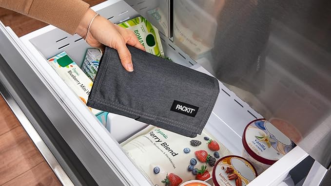 PackIt짰 Freezable Lunch Bag, City Charcoal, Built with ECOFREEZE짰 Technology, Foldable, Reusable, Zip and Velcro Closure with Buckle Handle, Designed for Work Lunches and Fresh Lunch On the Go