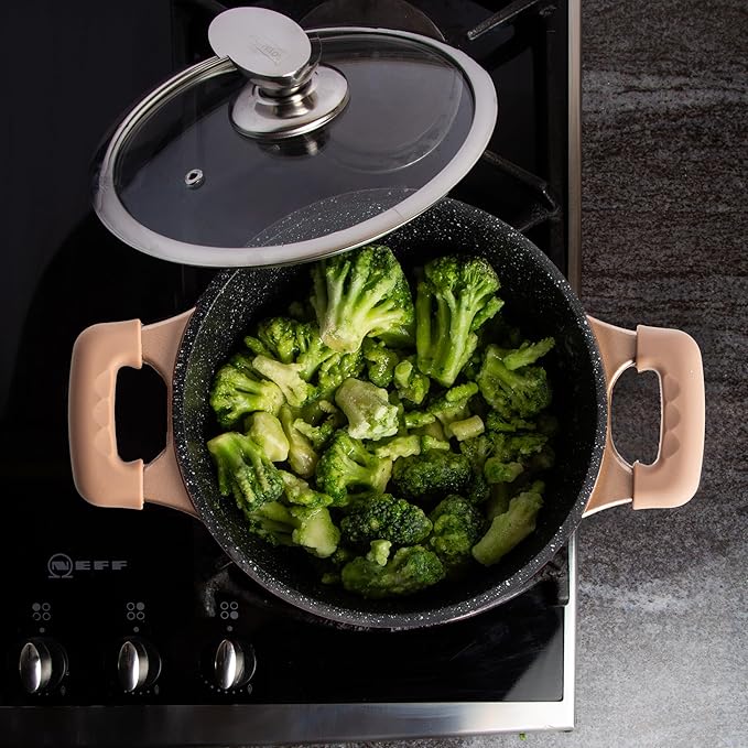 17 piece Induction Cookware Set - with Non-Stick Coating - Stackable Pots and Pans Set with Removable Handles - Oven Ready - PFOA Free - All Heat Sources - copper