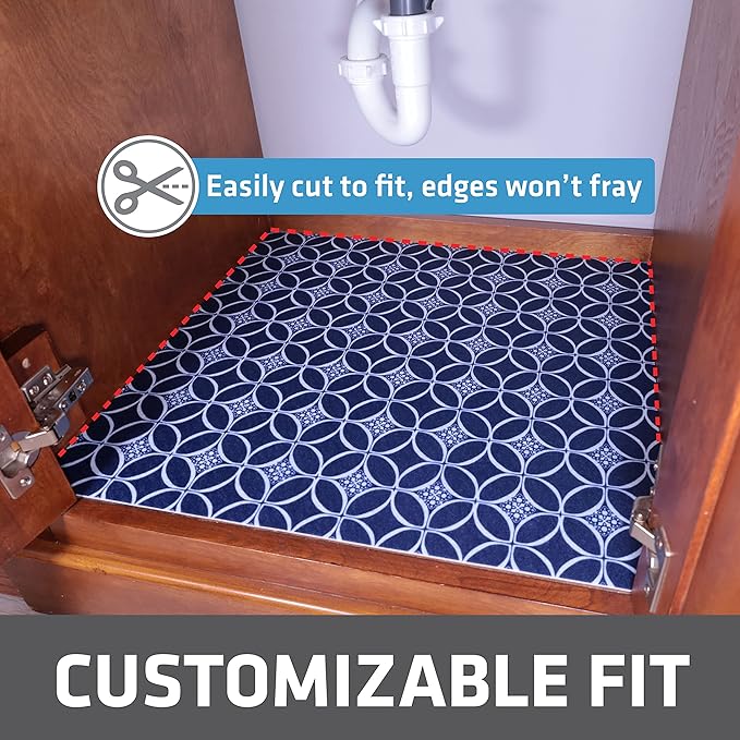 Drymate Premium XL Under Sink Mat, Waterproof Cabinet Protection Mats for Kitchen & Bathroom, Absorbent Shelf Liners, Slip-Resistant, Non-Adhesive, Machine Washable (USA Made)(24?쓝59??(Indigo)