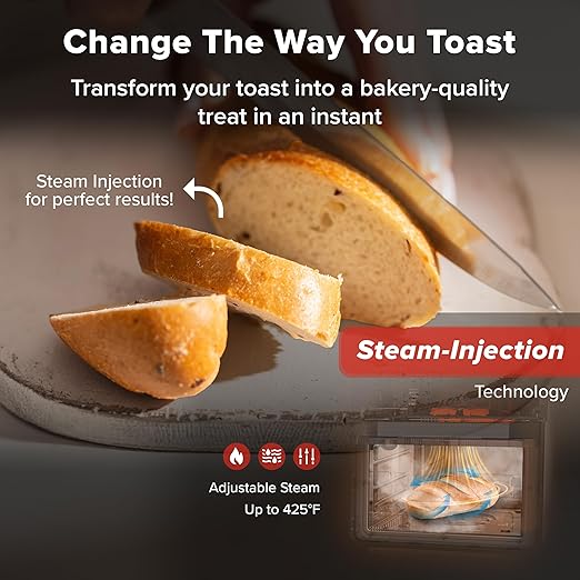 Nuwave PFAS-Free Steam Oven & Air Fryer, All-in-One Convection Cooker with Precision Steam Control, Toast, Air Fry, Sous Vide, Steam & More, Juicier Meats, 120 Presets, 50??50°F, Stainless Steel