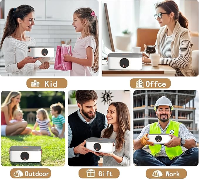BOKASM Portable Cordless Electric Heated Lunch Box for Adults,Heating Food Warmer Lunch Box,Rechargeable 16000mAh Battery,4.2Cups Capacity Inner Container,Lunchbox for Travel,Outdoor,Picnic,Office