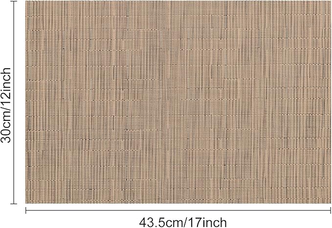 Myir JUN Placemats Set of 4, Vinyl Woven Placemats Place Mats Indoor Set of 4 Washable Table Mats Non-Slip Place mats for Dining Table (Light Brown, Set of 4)