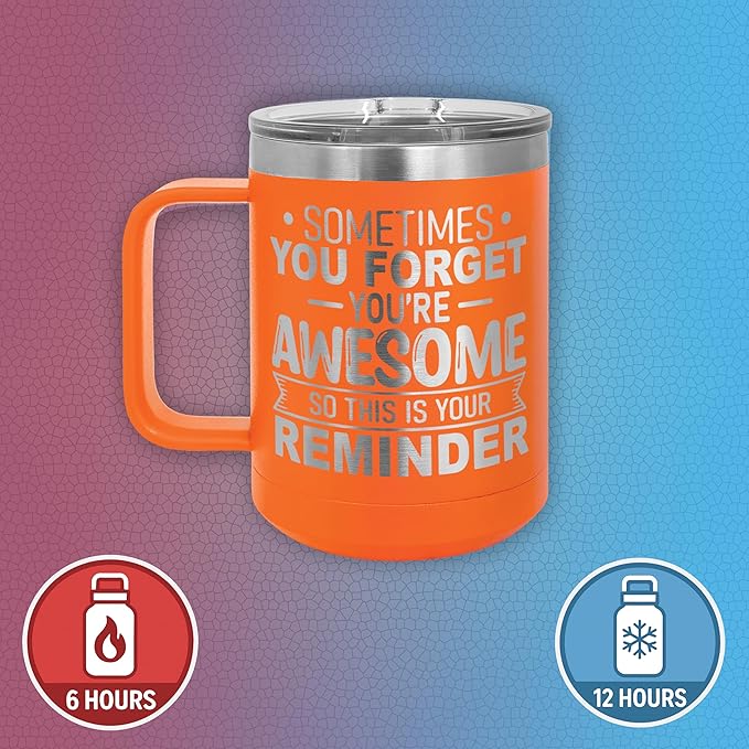 Spotted Dog Company Inspirational Travel Coffee Mug, Inspirational Gifts for Men Dad Father Wife Sister Women, Birthday For Him Her, You?셱e Awesome Tumbler, Teacher Coworker Gifts 15oz Orange