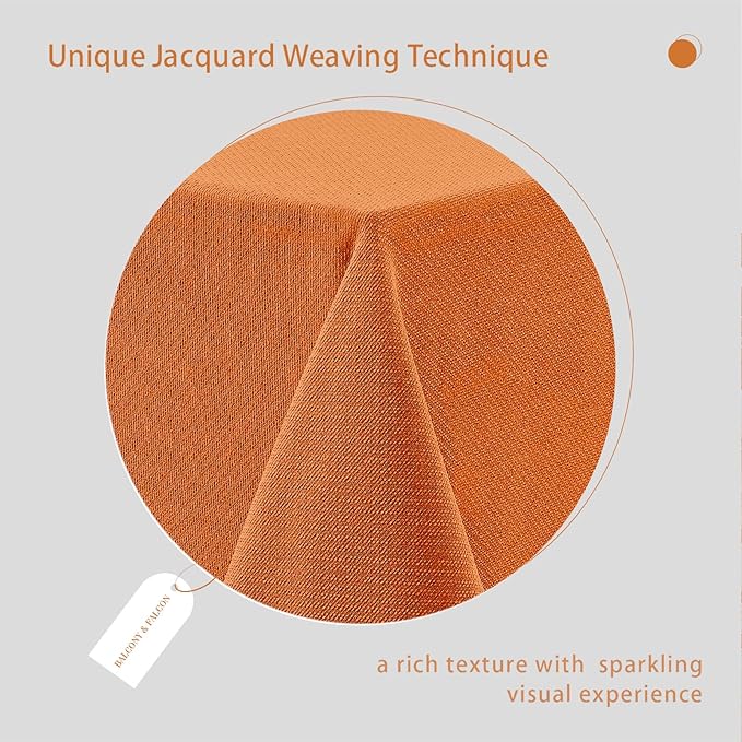 BALCONY & FALCON Rectangle Tablecloth Jacquard Style Water Resistant Table Cover for Autumn Fall Harvest Halloween Thanksgiving Party Dining Kitchen (Pumpkin, 57 x 118 inch)