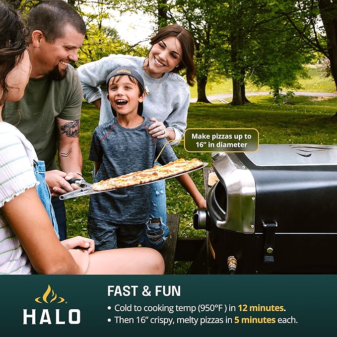 HALO Versa 16 Pizza Oven | 16??Rotating Stone, Patented Dual Burner System, 5-Minute Pizzas, Easy Clean | Propane Powered | HZ-1004-ANA