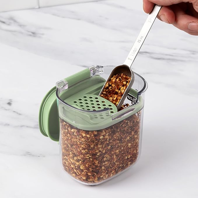 ProKeeper+ Airtight Food Storage Container Set ??Clear Plastic Flour and Sugar Canister Set with Magnetic Accessories for Kitchen Organization (Pistachio, 9-Piece)