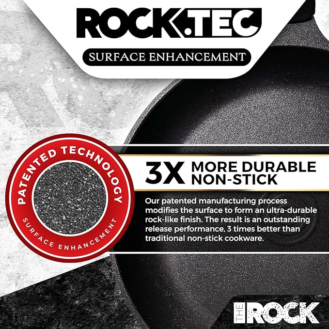 THE ROCK 1TSP 13PCS Cookware Set ??Pots and Pans Set Non Stick with ROCK.TEC ??Nothing Sticks, Never Warps, Lasts Longer ??Healthy, Multifunctional, All-in-One Fry Pan, Saucepan, Stockpot & More