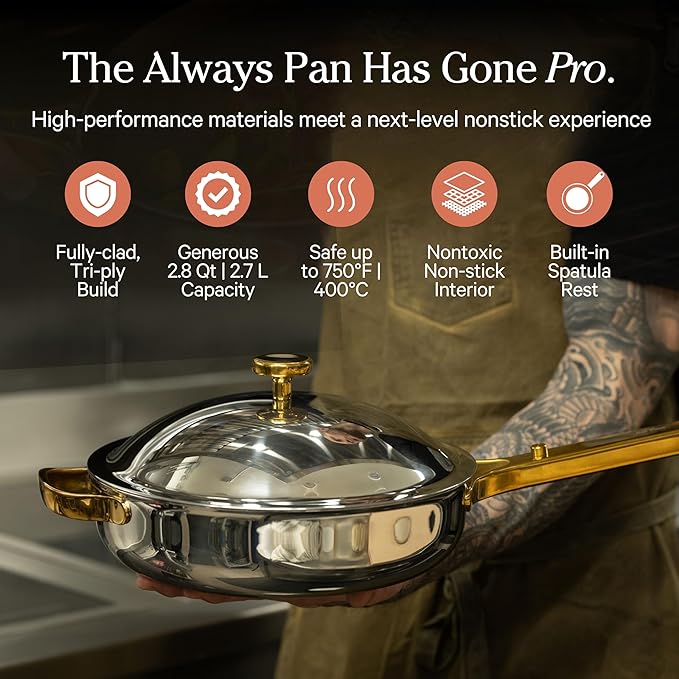 Our Place Titanium Pro Cookware Duo | 6-Piece Tri-Ply Titanium Cookware Set with Always Pan Pro & Perfect Pot Pro | Non-Toxic No-Coating Nonstick | Induction & Oven-Safe up to 750째F | Gold