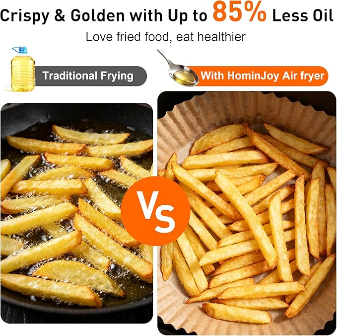 12QT Large Air Fryer with Dual Basket (4QT+8QT), 13-in-1 Digital Touchscreen Double Zone Air Fryers with 50pcs Paper Liners, Sync & Dual, for Bake, Roast, Shake Reminder, Dishwasher Safe