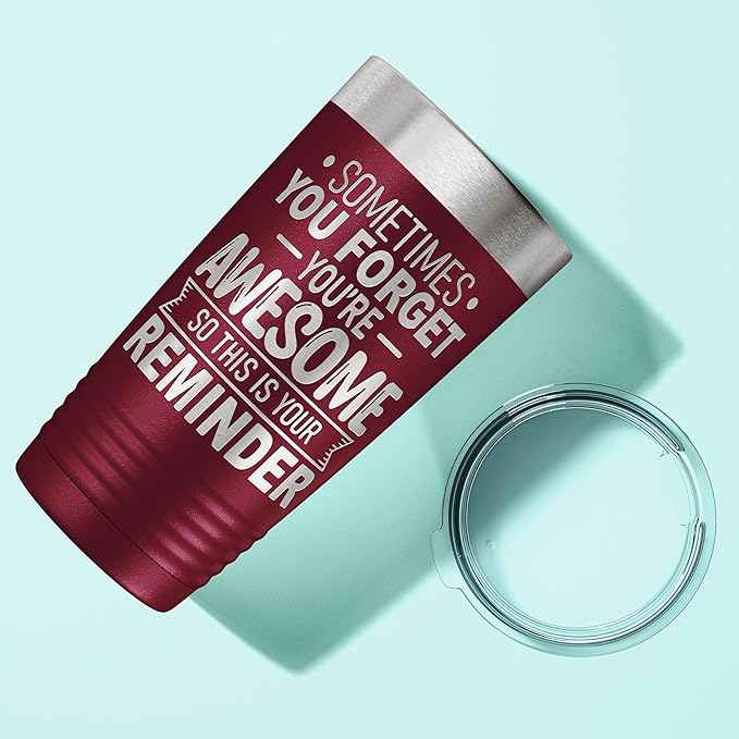 Spotted Dog Company Inspirational Tumbler, Inspirational Gifts for Men Dad Father Wife Sister Women, Birthday For Him Her, You?셱e Awesome Tumbler, Teacher Coworker Gifts 20oz Maroon