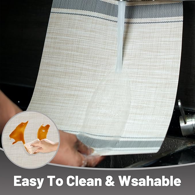 flohar Placemats Set of 12竊똍on-Slip PVC Weave Table Mats Easy to Clean竊똇eat Resistant Place Mats for Kitchen Dining Table Decoration Indoor Outdoor竊똊haki Gray