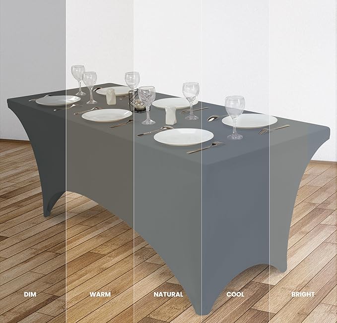 Utopia Kitchen 6FT Spandex Tablecloth [1 Pack, Grey] 200 GSM Stretch, Fitted, Washable and Wrinkle Resistant Table Cloth Rectangle Cover for Trade Shows, Wedding, Parties [72Lx30Wx30H Inch]