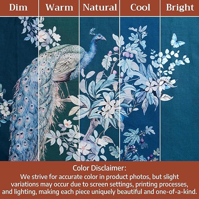 Maison d' Hermine Place Mats 100% Combed Cotton Premium (13 Inch x 19 Inch) Cloth Place Mat Washable Dinner Placemat, Dinner & Dining, Peacock Utopia - Deep Sea (Set of 4)