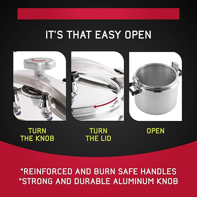 Universal (Extra Large) 53-Quart Aluminum Pressure Cooker for Professional Use ??Commercial-Grade, 2 Safety Valves, Reinforced Handles, Easy-Open Lid, ??Ideal for Large Kitchens, and Restaurants