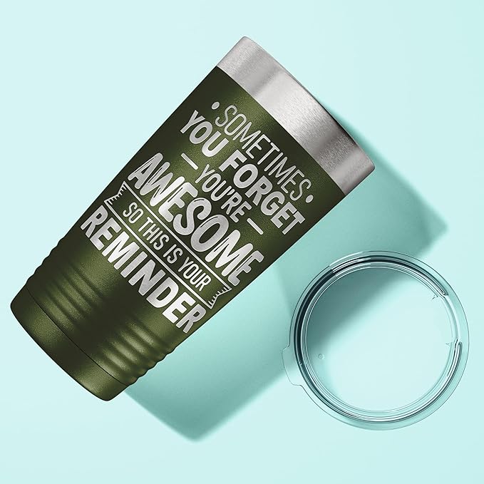 Spotted Dog Company Inspirational Tumbler, Inspirational Gifts for Men Dad Father Wife Sister Women, Birthday For Him Her, You?셱e Awesome Tumbler, Teacher Coworker Gifts 20oz Olive