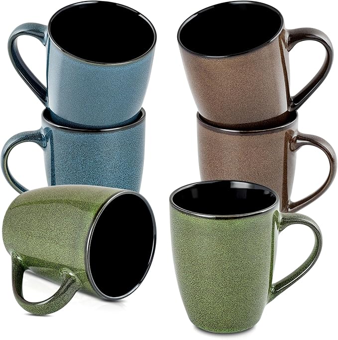 Ceramic Mugs 12oz,Large Ceramic Coffee Cups for Men, Women, Dad, Mom, Modern Coffee Mugs With Handle For Tea,Latte,Cappuccino,Cocoa. (Brown 1 Pack)