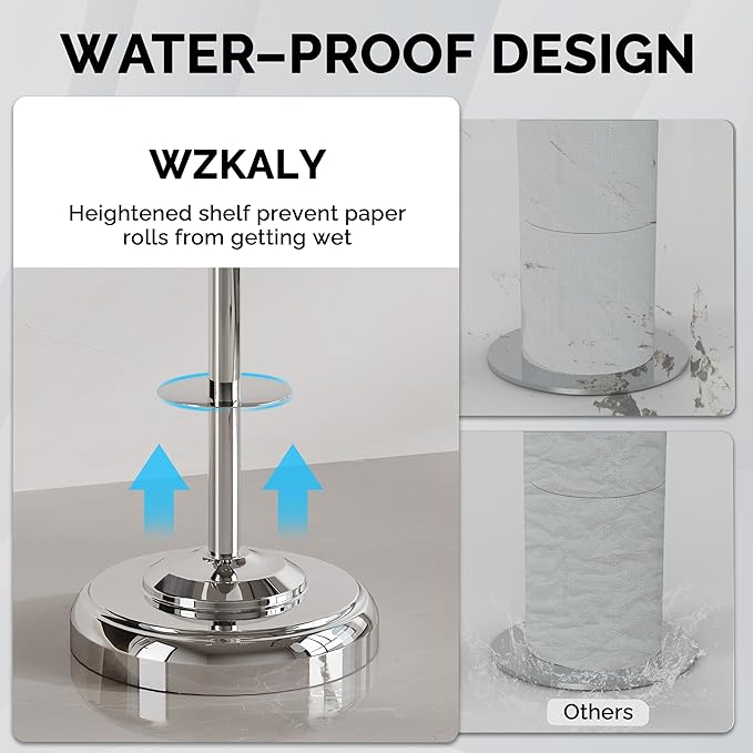 Freestanding Toilet Paper Holder Stand with Storage ??Holds 4 Extra Rolls ??Chrome Toilet Paper Holder for Bathroom ??Sturdy Base, Classic Retro Style, Space-Saving Bathroom Storage Organizer