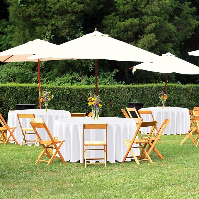 sancua White Round Tablecloths 90 Inch, 6 Pack - Circle Fabric Cloth Table Cloths for Wedding Party Banquet Birthday, Washable Polyester Table Cover (Fit 30-72 Inch Tables)