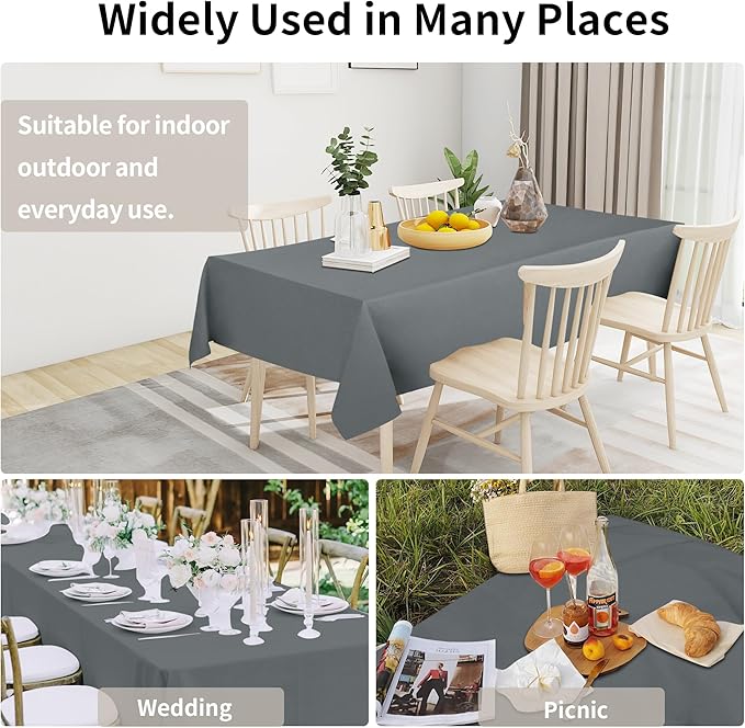 Easy-Going Faux Linen Waterproof Spill-Proof Tablecloth Stain Resistant Rectangle Table Cloth Wrinkle Free Decorative Fabric for Kitchen, Dining, Party, Weddings, Restaurants (60x84 in, Dark Grey)