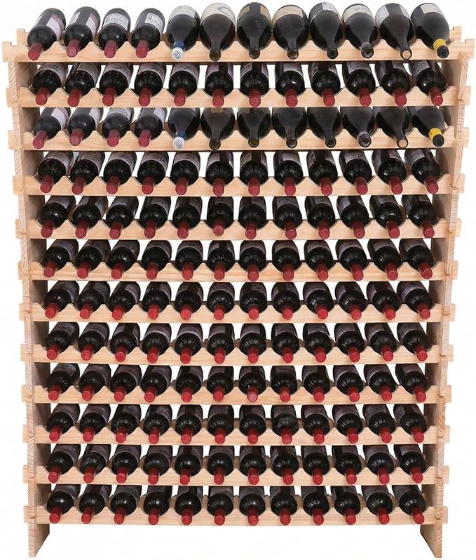 Wine Rack freestanding Floor Cabinet 144bottle Wood Stackable Storage Modular Wine Holder Display Shelves ﻿