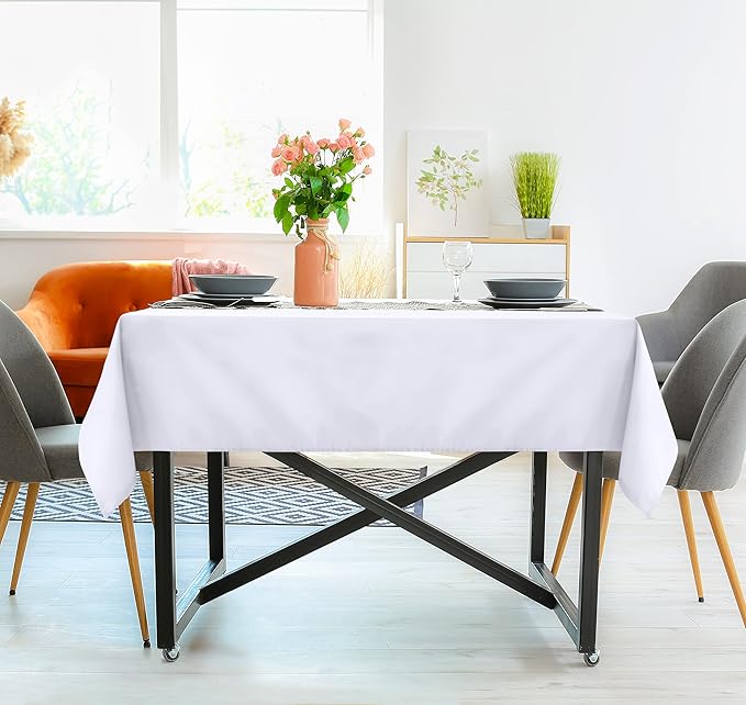Utopia Kitchen Square Table Cloth 2 Pack(54x54 Inches, White), Tablecloth Machine Washable, Polyester Table Cover for Dining, Buffet Parties, Picnics, Events, Weddings and Restaurants