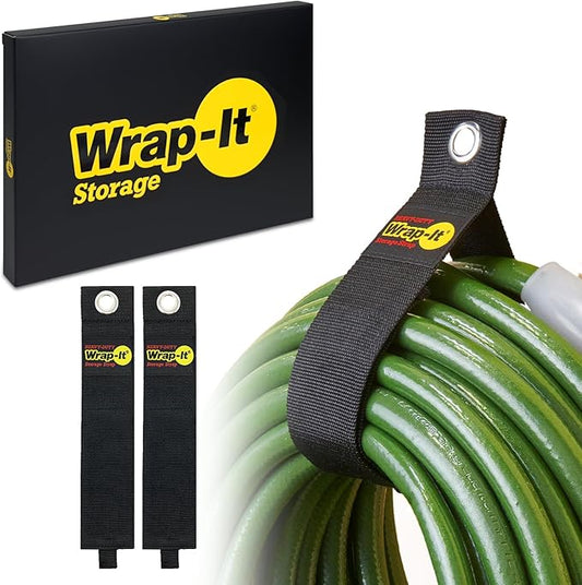Heavy-Duty Wrap-It Storage Straps, 28-inch (2 Pack) - Hook and Loop Garden Hose Hanger, Pool Cord Storage Organizer for Cords, Tow Rope, Building Materials, RV and Garage Organization