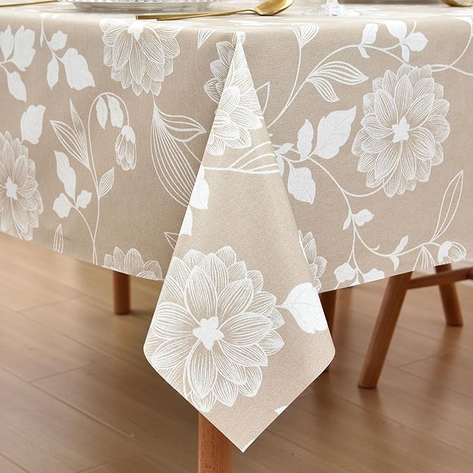 LOHASCASA Heavy Duty Vinyl Oilcloth Tablecloth PVC Waterproof Plastic Wipeable Spillproof Peva Tablecloth for Spring Outdoor Camping Picnic Rectangle/Oblong 54x108 Inch