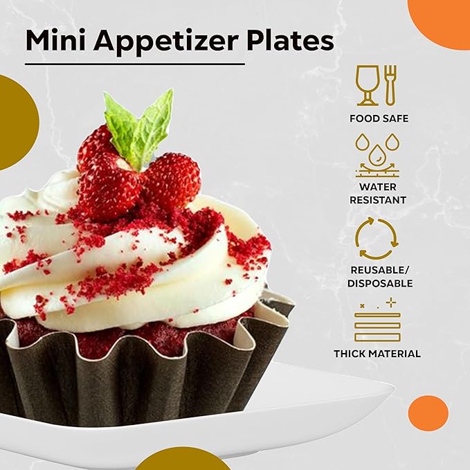 Exquisite Tiny Mini Dessert Plates Disposable Appetizer Plates - 1440 Pack 2.4 In. x 2.4 In. White Dessert Plates - Small Plastic Disposable Dessert Plates are BPA Free - Wedding Dessert Plates